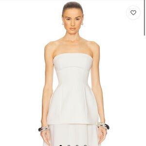 Helsa The Heavy Crepe Tunic Top in Ivory Elegant White Strapless top